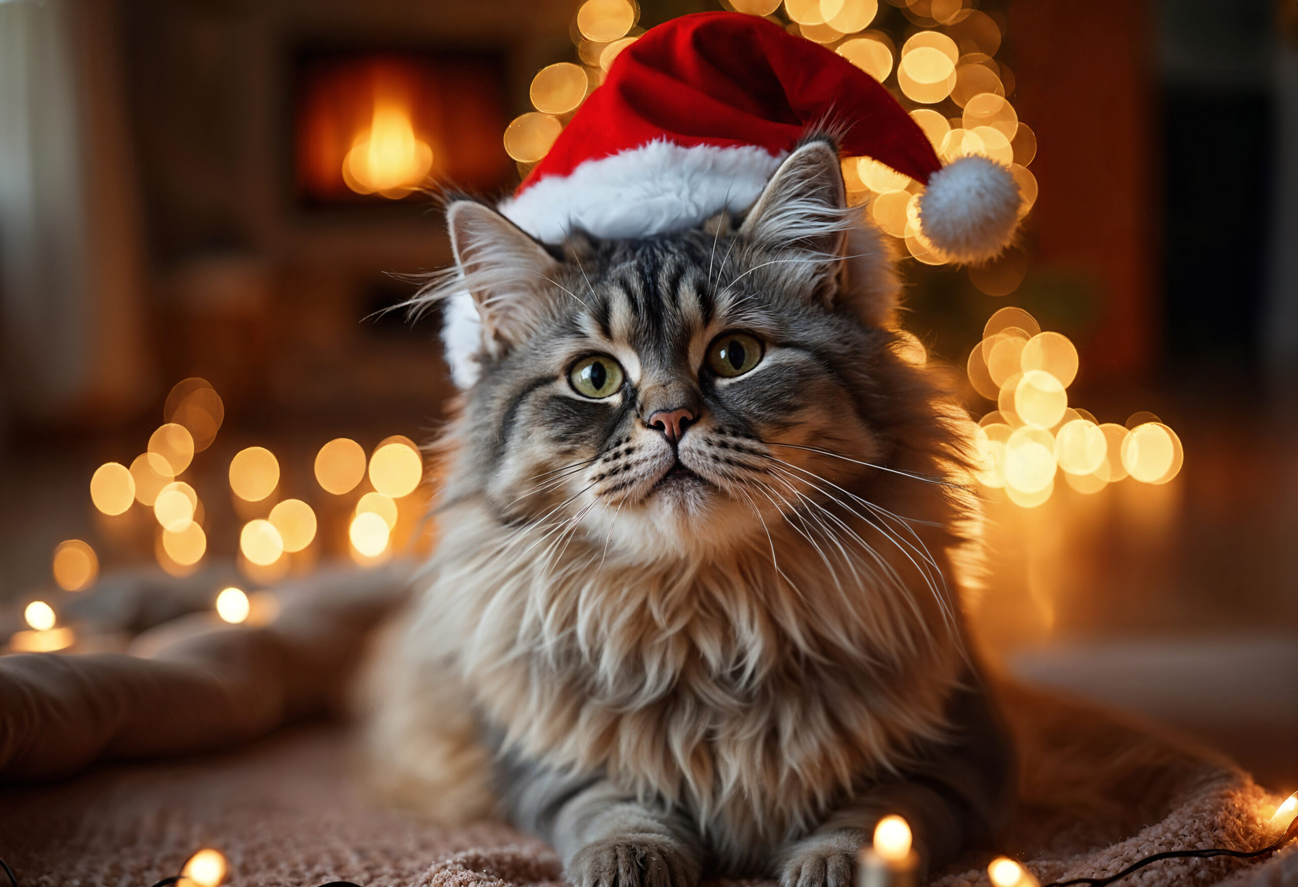 portrait-d-animal-festif-a-noel chat bonnet de noel